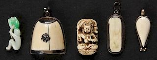 Asian Suite of Antique Ivory and Jade Artifacts