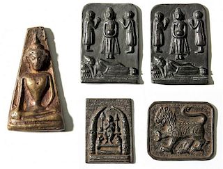 5 Vintage Thai Buddhist Metal Artifacts