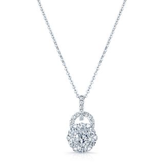 Diamond Arched Hinge Pendant In 14k White Gold