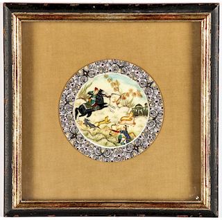 Framed Moghul Style Circular Painting