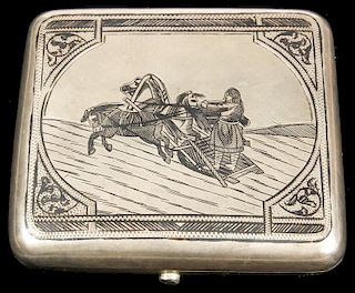Antique Russian Silver Niello Cigarette Case