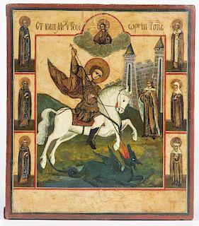 Antique Russian Icon: Saint George, 18th/19th C.