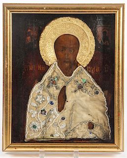 Antique Russian Icon, 19th c, St. Nicholas