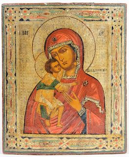 Antique Russian Icon, Mother of God Fedorovskaya