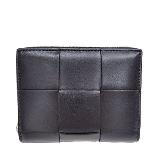 BOTTEGA VENETA Maxi Intrecciato Zip Around Black 649596 Bi-Fold Wallet Round Fold