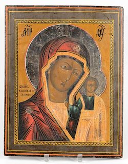 Antique Russian Icon, Mother of God Kazanskaya
