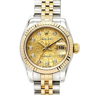 Rolex Datejust 179173G Automatic 10P Diamond Champagne Dial Ladies Watch