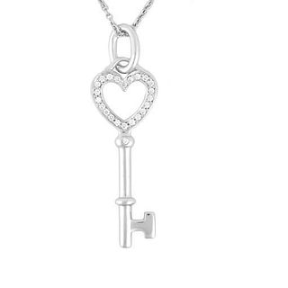 Tiffany & Co Heart Key Mini Necklace Diamond K18WG Pendant