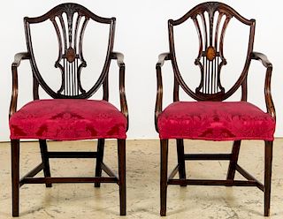 Pair Antique American Sheraton Shield Back Chairs