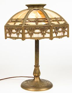 Bradley and Hubbard Glass Panel Lamp
