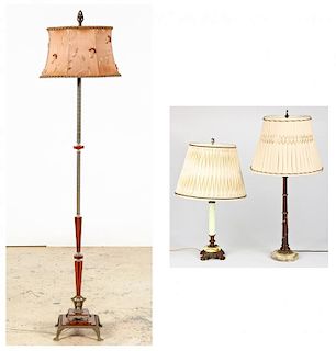 Bakelite Torchiere and 2 column lamps