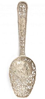 Antique German Silver Pierced Repousse Spoon