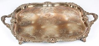 Large Crested Silverplated Salver