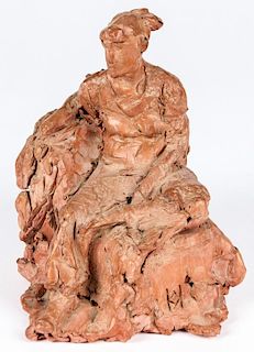 Seated Clay Figure Sculpture