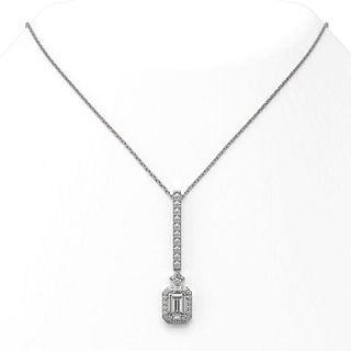 1.6 ctw Emerald Cut Diamond Designer Necklace 18K White Gold