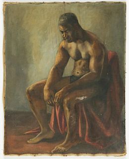 Mid 20th C Boxer Painting Signed Gwyne '53