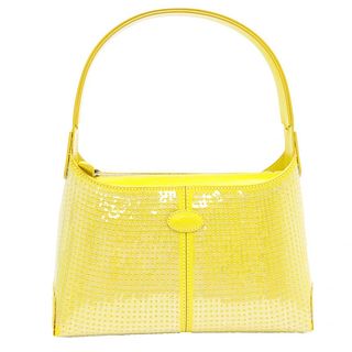 Tod's Sequin Leather One Shoulder Bag Handbag Ladies Neon Yellow TOD'S
