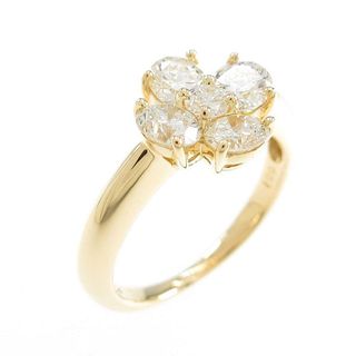 K18YG Flower Diamond Ring