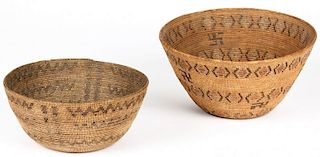 2 Large Native American Coiled Baskets