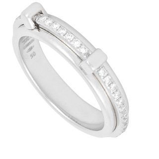 Asprey Keeler Ring K18WG Diamond # 50