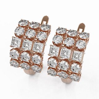 6.3 ctw Princess Cut Diamond Designer Earrings 18K Rose Gold