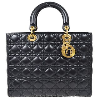 Christian Dior Lady Dior Cannage 2way Hand Bag 18-MA-1113 Black Leather