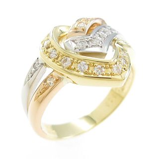 K18YG PT K18PG Heart Diamond Ring