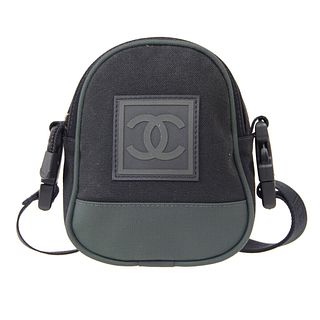 CHANEL Sport Line CC Cross Body Shoulder Bag 8556174 Black Green Canvas