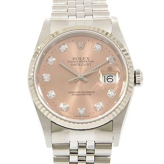 Rolex 16234G Datejust Self-winding White Gold Pink Diamond Men's Watch