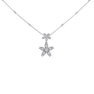 K18WG Flower Diamond Necklace