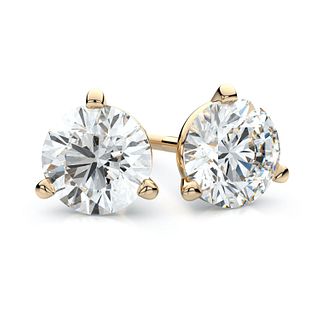 14k Yellow Gold 3-prong Round Brilliant Diamond Stud Earrings (0.32 Ct. T.w., Vs1-vs2 Clarity, F-g Color)