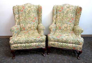 Pair Of Queen Ann Wing Back Chairs