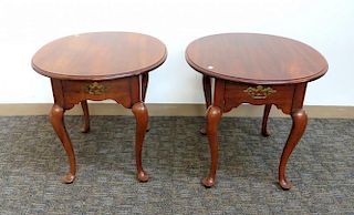 Pair Of Oval Queen Ann End Tables
