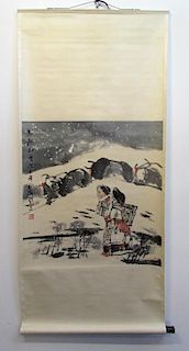 Scroll Of Tibetan Women In The Snow