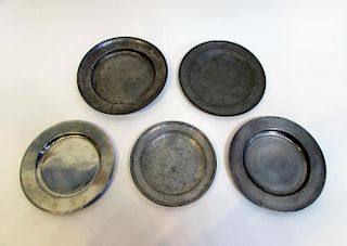 Five Pewter Plates.