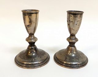 Pair Of Weighted Silver Candlesticks