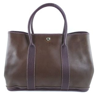 Hermes Garden Unisex Amazonia Leather Handbag Brown