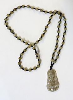 White Jade Necklace With Buddha Pendant