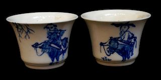 Two Blue And White Tea Cups