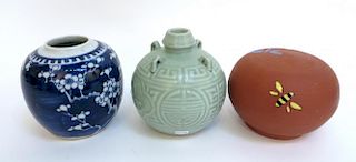 Three Assorted Bulbous Vases