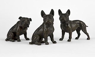 A group of three Vienna bronze dog figures