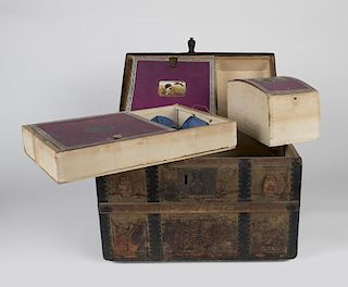 A Victorian child's leather-bound steamer trunk