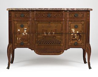 A French marquetry and bone-inlaid commode