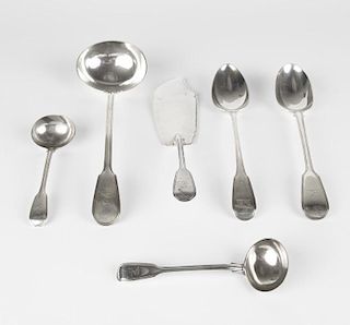 Group of English sterling silver serving articles