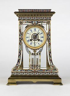 A French brass and champleve regulator clock