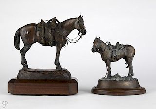 Two saddled horse bronzes, D. Michael Thomas and Curtis Fort
