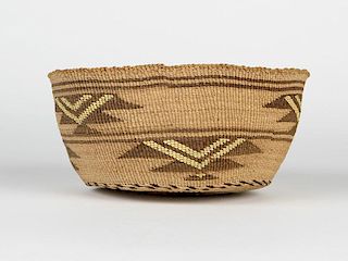 A twined Northern California Indian basketry hat