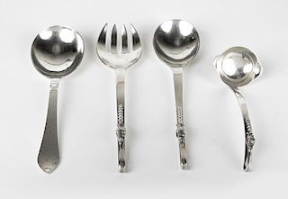Four modern sterling silver serving articles