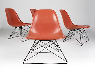4 Eames for Herman Miller fiberglass side chairs
