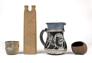 A group of four modern studio pottery vessels